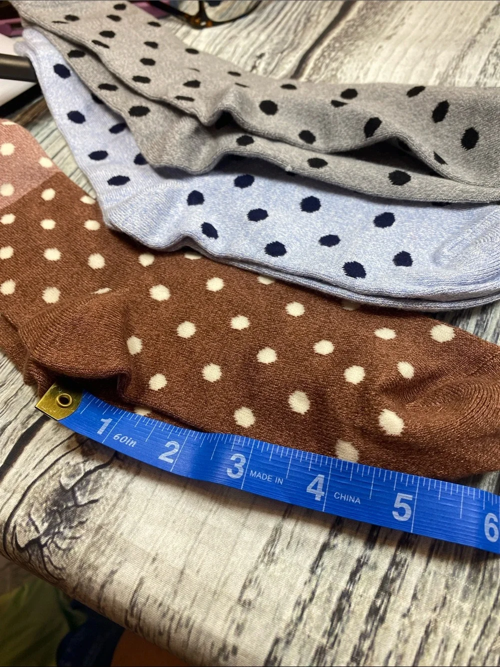 Wmn’s Cashmere Blend Polka Dot Crew Socks Set of 3 Soft Luxury Lounge Socks NWOT